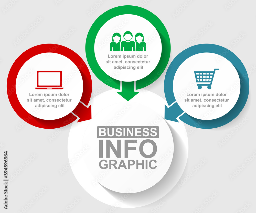 Poster flat design business infographic vector template with 3 options