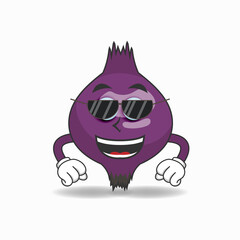Purple Onion mascot character with sunglasses. vector illustration