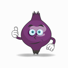 Purple Onion mascot character with thumbs up bring. vector illustration