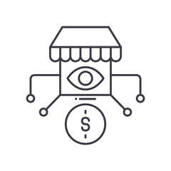 Market analysis icon, linear isolated illustration, thin line vector, web design sign, outline concept symbol with editable stroke on white background.