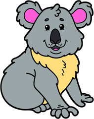 Vector illustration of cute cartoon koala character for children and scrap book