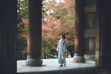 南禅寺紅葉、京都ミス着物モデル、ポートレート、日本伝統、和風美人