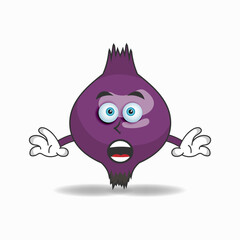 Purple Onion mascot character with shocked expression. vector illustration