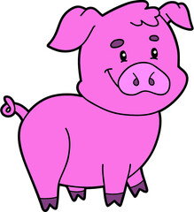 Vector educational illustration of cute cartoon animal character for children and scrap book