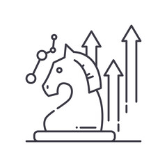 Market strategy icon, linear isolated illustration, thin line vector, web design sign, outline concept symbol with editable stroke on white background.