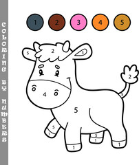 funny puppy coloring educational kids game. Vector illustration coloring by numbers educational kids game of happy cartoon character for kids