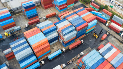 Containers in the port, Shipping & Transportation concept and discharging containers services in maritime transports in World wide logistics