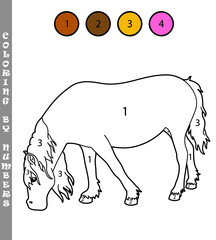 Vector illustration of coloring game with cartoon character for kids coloring book