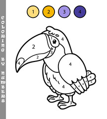 Vector illustration coloring by numbers game with cartoon  tukan for kids © boyusya