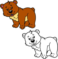 illustration coloring page of happy cartoon character for children, coloring and scrap book