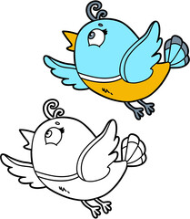 illustration coloring page of happy cartoon character for children, coloring and scrap book