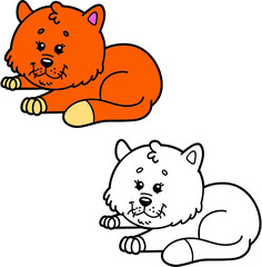 illustration coloring page of happy cartoon character for children, coloring and scrap book