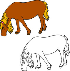 illustration coloring page of happy cartoon character for children, coloring and scrap book