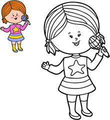 illustration coloring page of happy cartoon character for children, coloring and scrap book