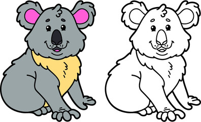 illustration coloring page of happy cartoon character for children, coloring and scrap book