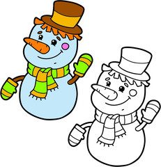 illustration coloring page of happy cartoon character for children, coloring and scrap book