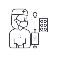 Phycisian icon, linear isolated illustration, thin line vector, web design sign, outline concept symbol with editable stroke on white background.