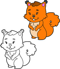 illustration coloring page of happy cartoon character for children, coloring and scrap book