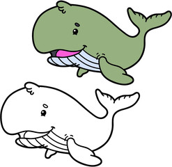 illustration coloring page of happy cartoon character for children, coloring and scrap book