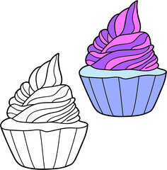 Vector illustration coloring page of cartoon character for children, coloring and scrap book