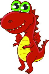 Vector illustration of cute cartoon dragon