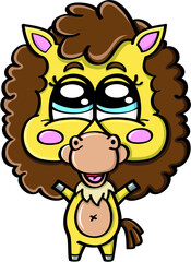 Vector illustration of a happy cartoon pony