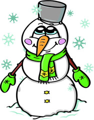 Vector illustration of cute snowman