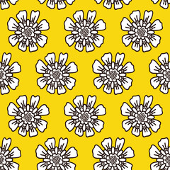 Fototapeta na wymiar Vector floral seamless pattern with cute doodle flowers