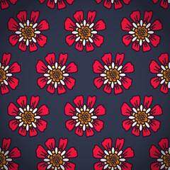 Fototapeta na wymiar Seamless vector pattern with cute doodle flowers