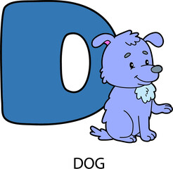  Vector illustration of educational alphabet card with cartoon animal for kids