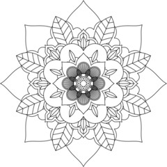 Easy Mandala coloring book simple and basic for beginners, seniors and children. Set of Mehndi flower pattern for Henna drawing and tattoo. Decoration in ethnic oriental, Indian style.