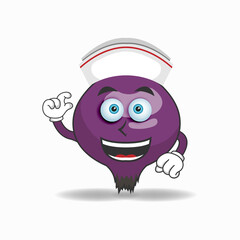 The Purple Onion mascot character becomes a nurse. vector illustration