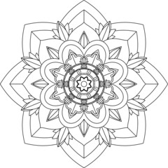 Easy Mandala coloring book simple and basic for beginners, seniors and children. Set of Mehndi flower pattern for Henna drawing and tattoo. Decoration in ethnic oriental, Indian style.