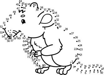 Vector illustration of dot to dot puzzle with happy cartoon vole for children