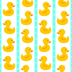 . Vector seamless cute pattern with rubber ducks