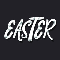 vector Easter hand drawn lettering with realistic paper effect