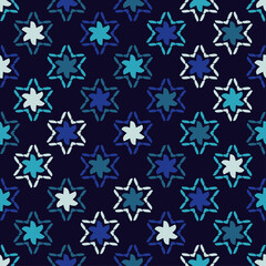 Mosaic with geometric shapes. Seamless pattern. Design with manual hatching. Textile. Ethnic boho ornament. Vector illustration for web design or print.