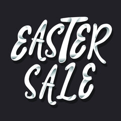 vector Easter hand drawn lettering with realistic paper effect