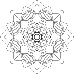 Easy Mandala coloring book simple and basic for beginners, seniors and children. Set of Mehndi flower pattern for Henna drawing and tattoo. Decoration in ethnic oriental, Indian style.