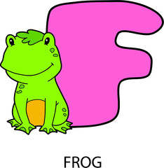Vector illustration of educational alphabet card with cartoon animal for kids