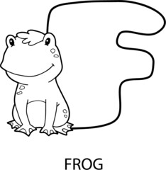 Vector illustration of educational alphabet coloring page with cartoon animal for kids