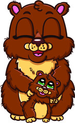 Happy family of bears