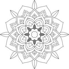Easy Mandala coloring book simple and basic for beginners, seniors and children. Set of Mehndi flower pattern for Henna drawing and tattoo. Decoration in ethnic oriental, Indian style.