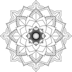 Easy Mandala coloring book simple and basic for beginners, seniors and children. Set of Mehndi flower pattern for Henna drawing and tattoo. Decoration in ethnic oriental, Indian style.