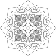 Fototapeta premium Easy Mandala coloring book simple and basic for beginners, seniors and children. Set of Mehndi flower pattern for Henna drawing and tattoo. Decoration in ethnic oriental, Indian style.