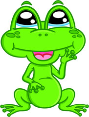 Vector illustration of cute cartoon frog