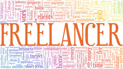 Freelancer vector illustration word cloud isolated on a white background.