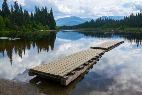 Docks at Lasalle Lake Recreation Site in British Columbia, Canada