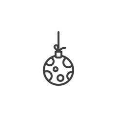 Christmas bauble line icon. linear style sign for mobile concept and web design. Xmas tree ball outline vector icon. Symbol, logo illustration. Vector graphics