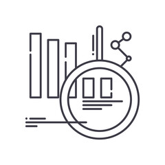 Market forecast image icon, linear isolated illustration, thin line vector, web design sign, outline concept symbol with editable stroke on white background.
